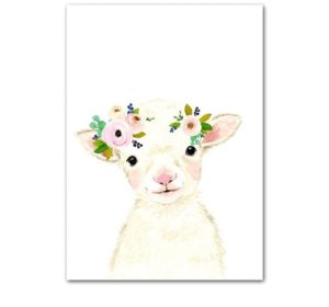 Plakat dla dzieci owieczka z wianuszkiem